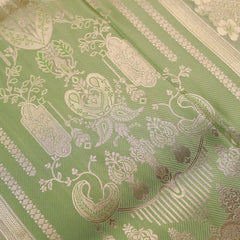 Makhmali Satin Woven Green Saree