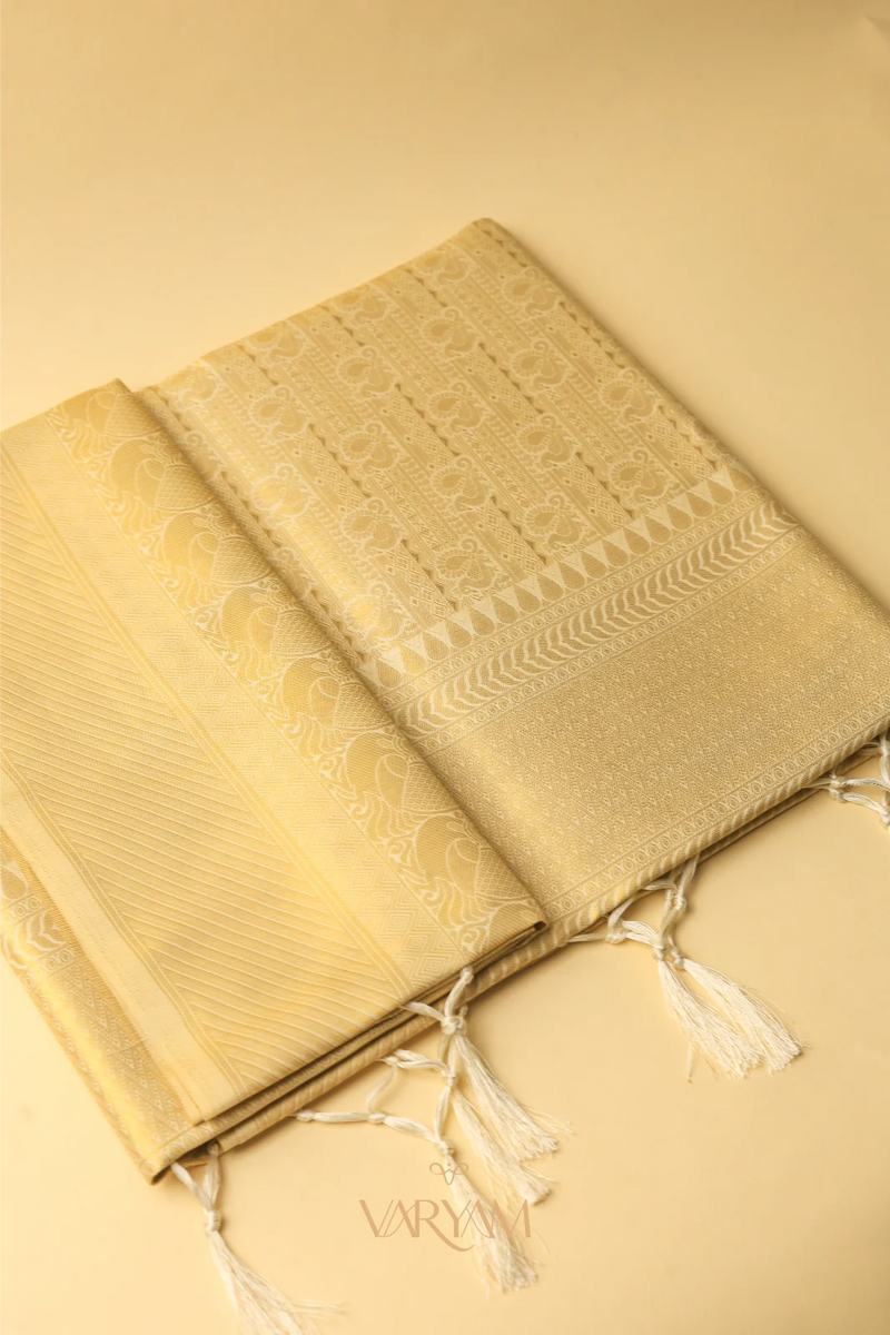 Swarna Silk Cream Gold Saree