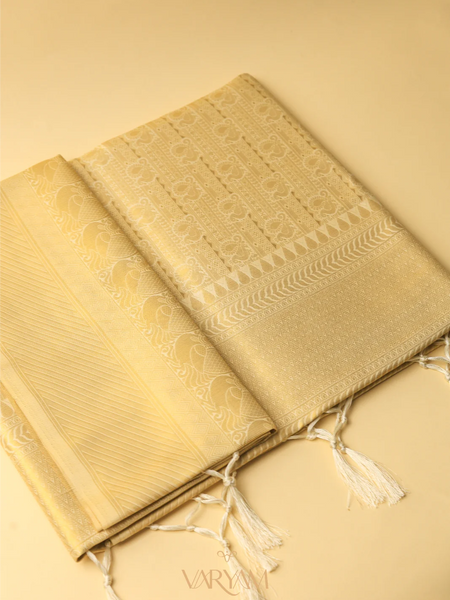 Swarna Silk Cream Gold Saree