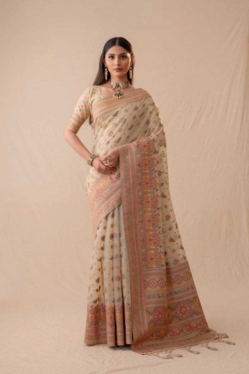 Neer Cotton Beige Saree