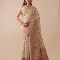 Neer Cotton Beige Saree