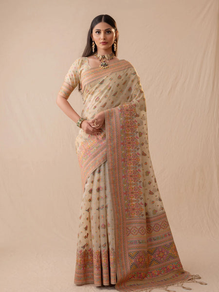 Neer Cotton Beige Saree