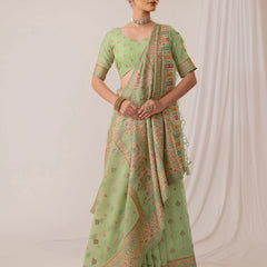 Saba Cotton Green Saree