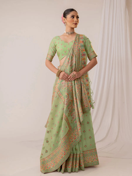 Saba Cotton Green Saree