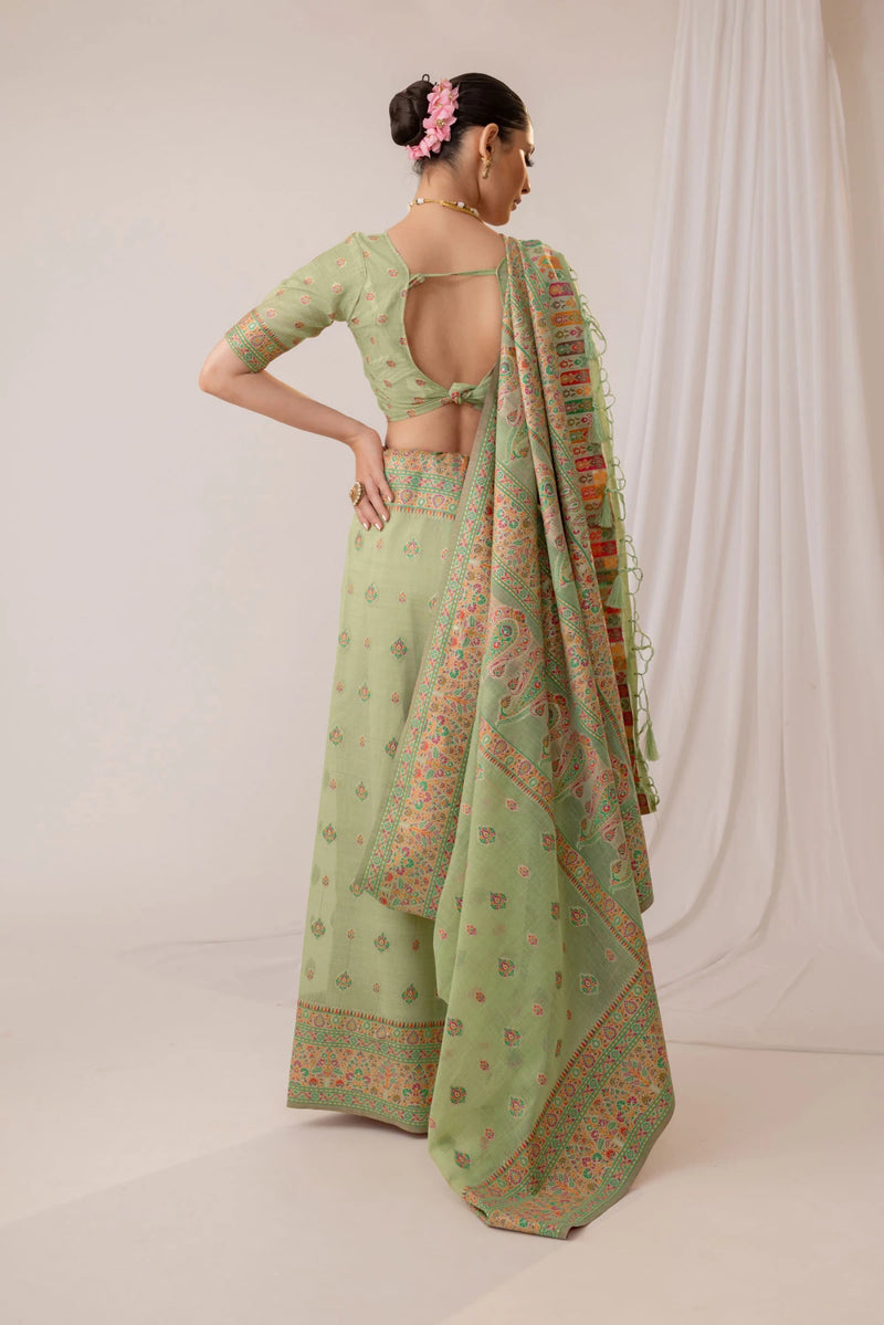 Saba Cotton Green Saree