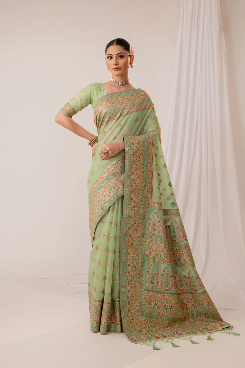 Saba Cotton Green Saree