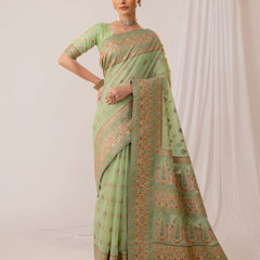 Saba Cotton Green Saree