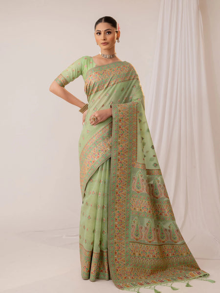Saba Cotton Green Saree