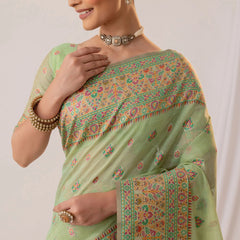 Saba Cotton Green Saree