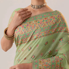 Saba Cotton Green Saree