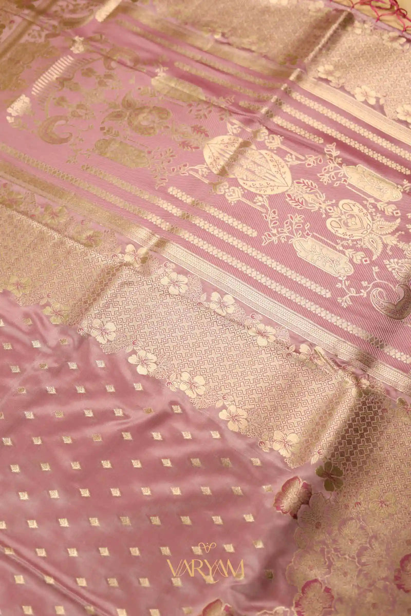 Makhmali Satin Woven Baby Pink Saree