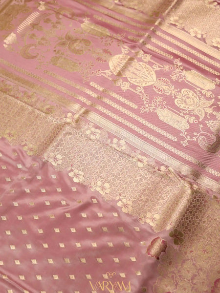 Makhmali Satin Woven Baby Pink Saree