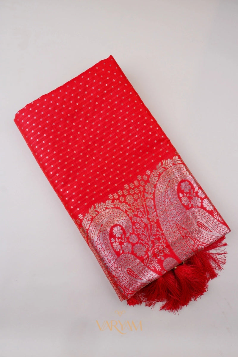 Zari Banarsi Silk Red Saree