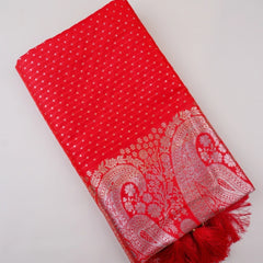 Zari Banarsi Silk Red Saree