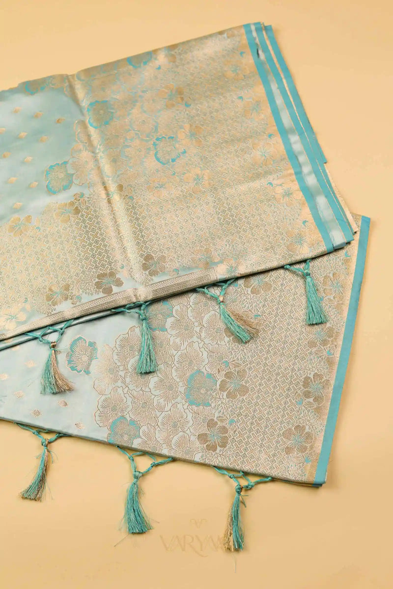 Makhmali Satin Woven Blue Saree
