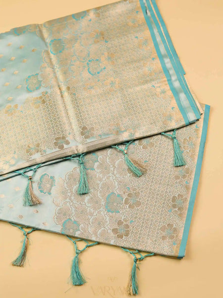 Makhmali Satin Woven Blue Saree