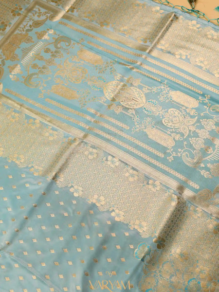 Makhmali Satin Woven Blue Saree