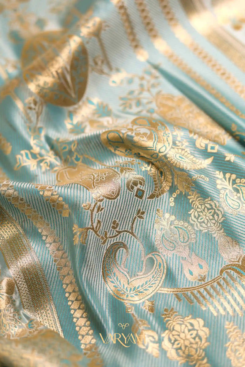 Makhmali Satin Woven Blue Saree