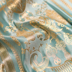 Makhmali Satin Woven Blue Saree
