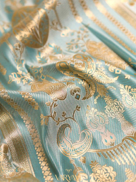 Makhmali Satin Woven Blue Saree