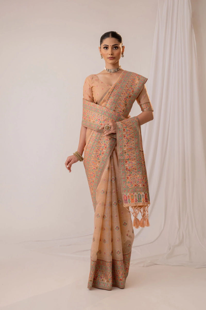 Saba Cotton Peach Saree