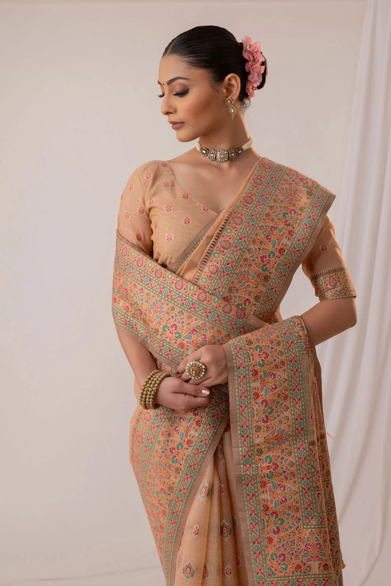 Saba Cotton Peach Saree