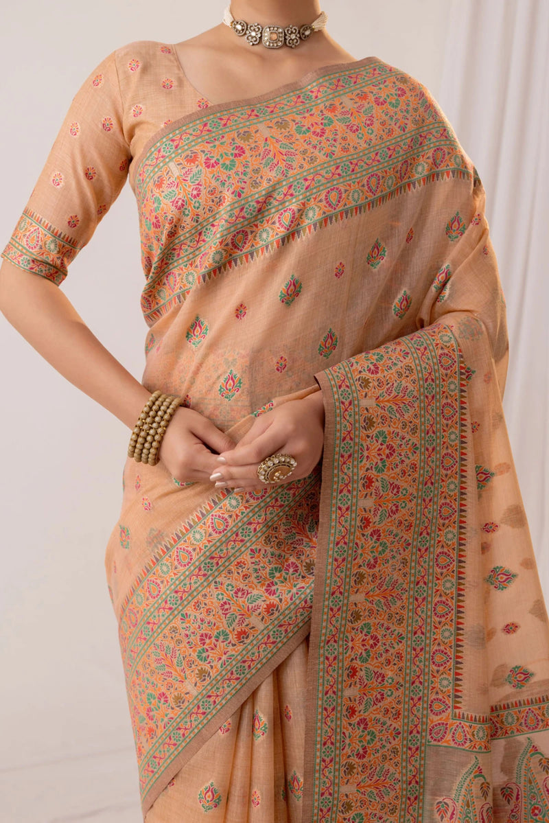 Saba Cotton Peach Saree