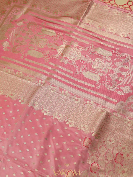 Makhmali Satin Woven Pink Saree