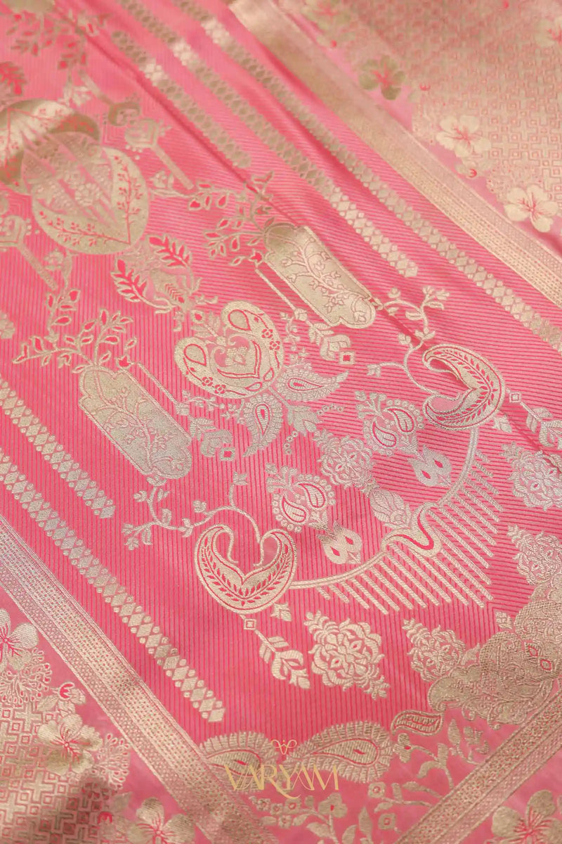 Makhmali Satin Woven Pink Saree