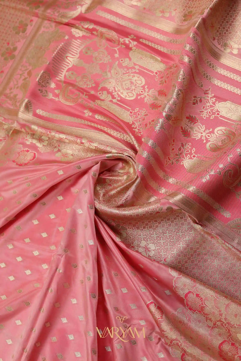 Makhmali Satin Woven Pink Saree