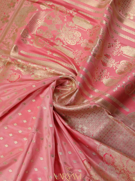 Makhmali Satin Woven Pink Saree