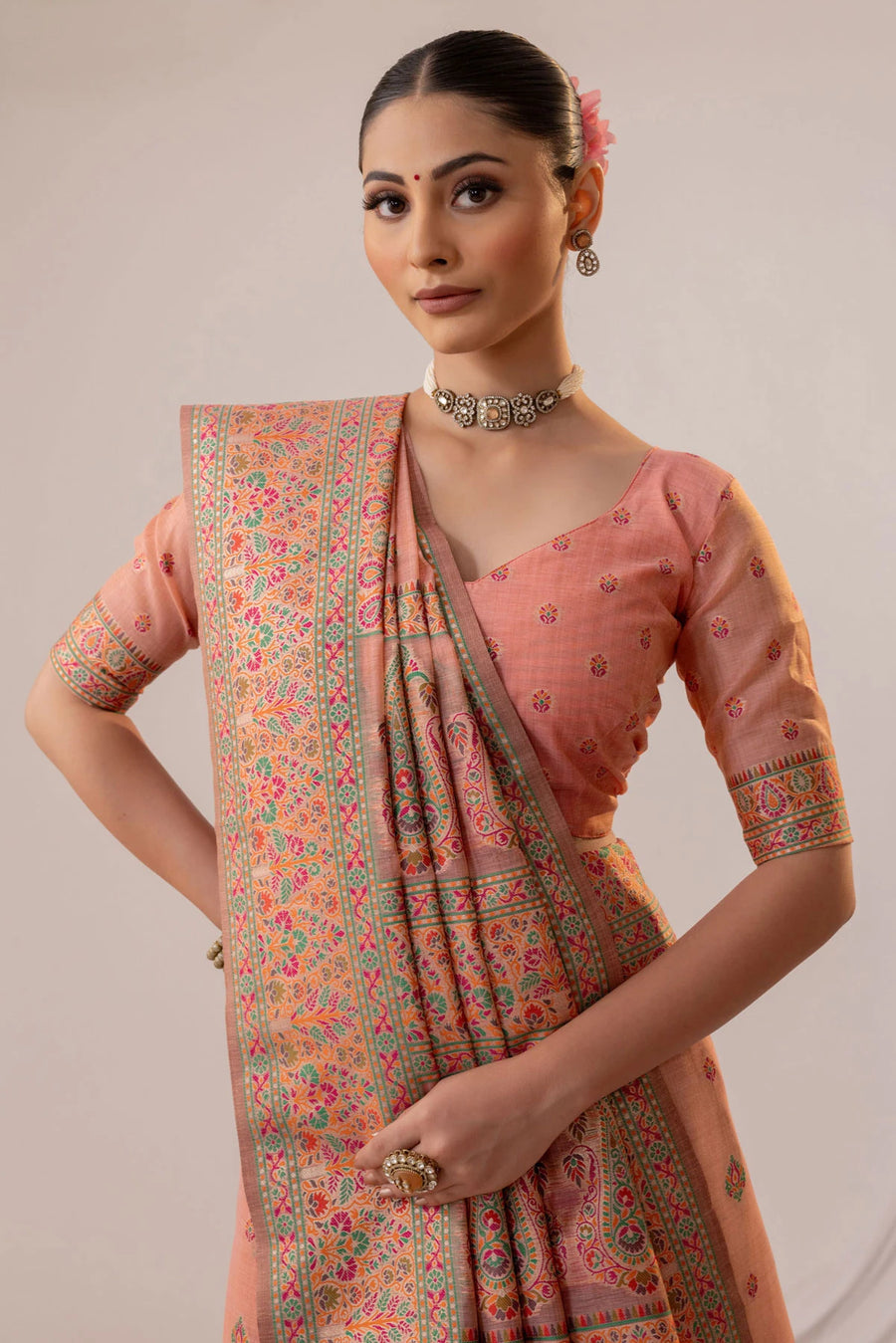 Saba Cotton Pink Saree