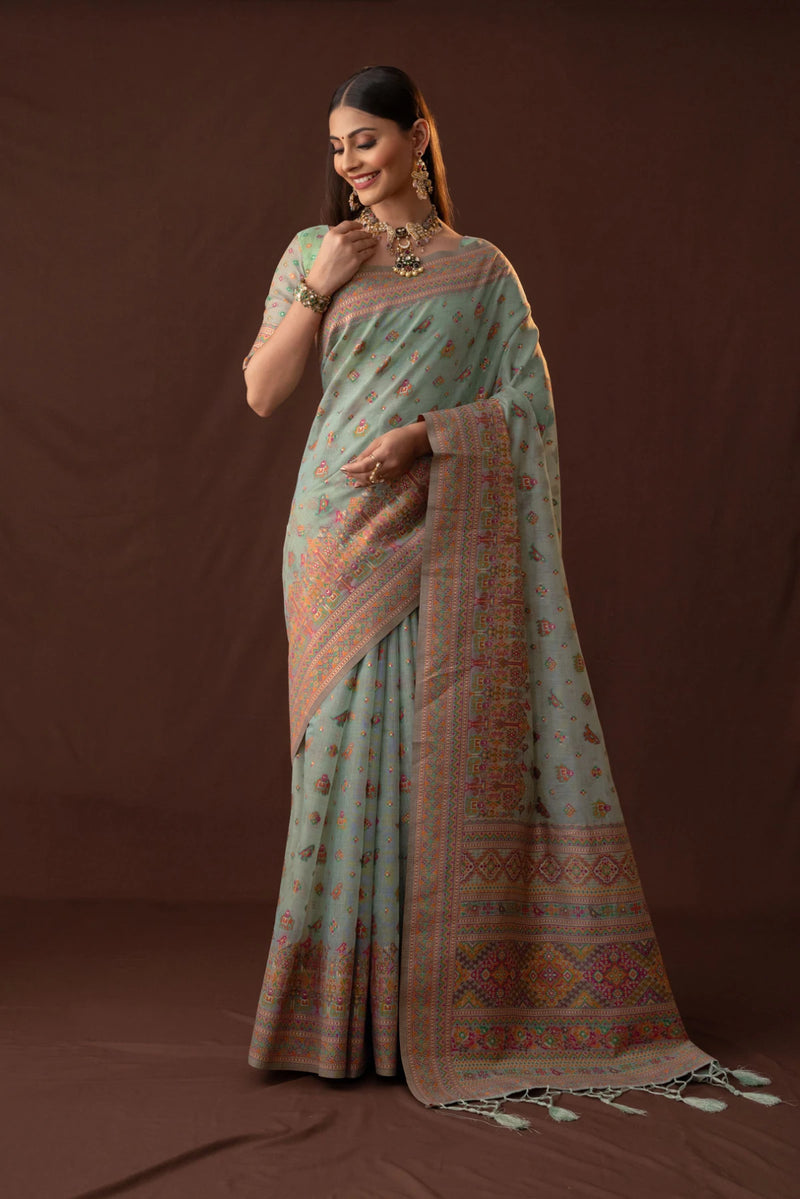 Neer Cotton Blue Saree
