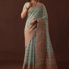 Neer Cotton Blue Saree