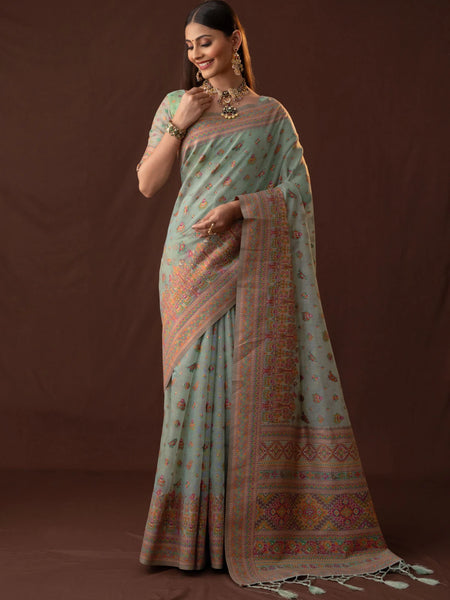 Neer Cotton Blue Saree