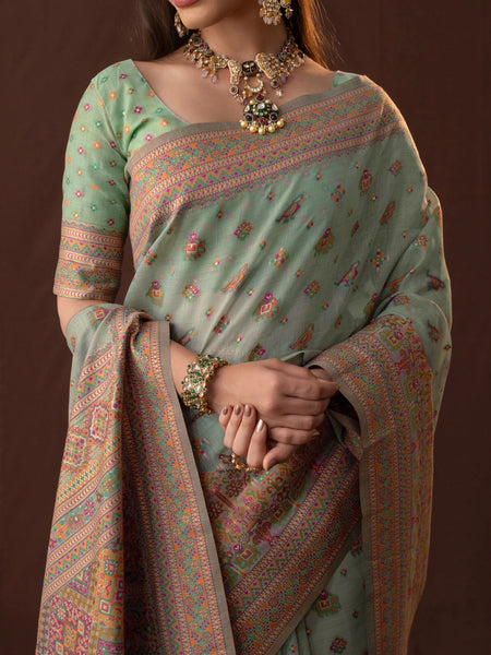 Neer Cotton Blue Saree