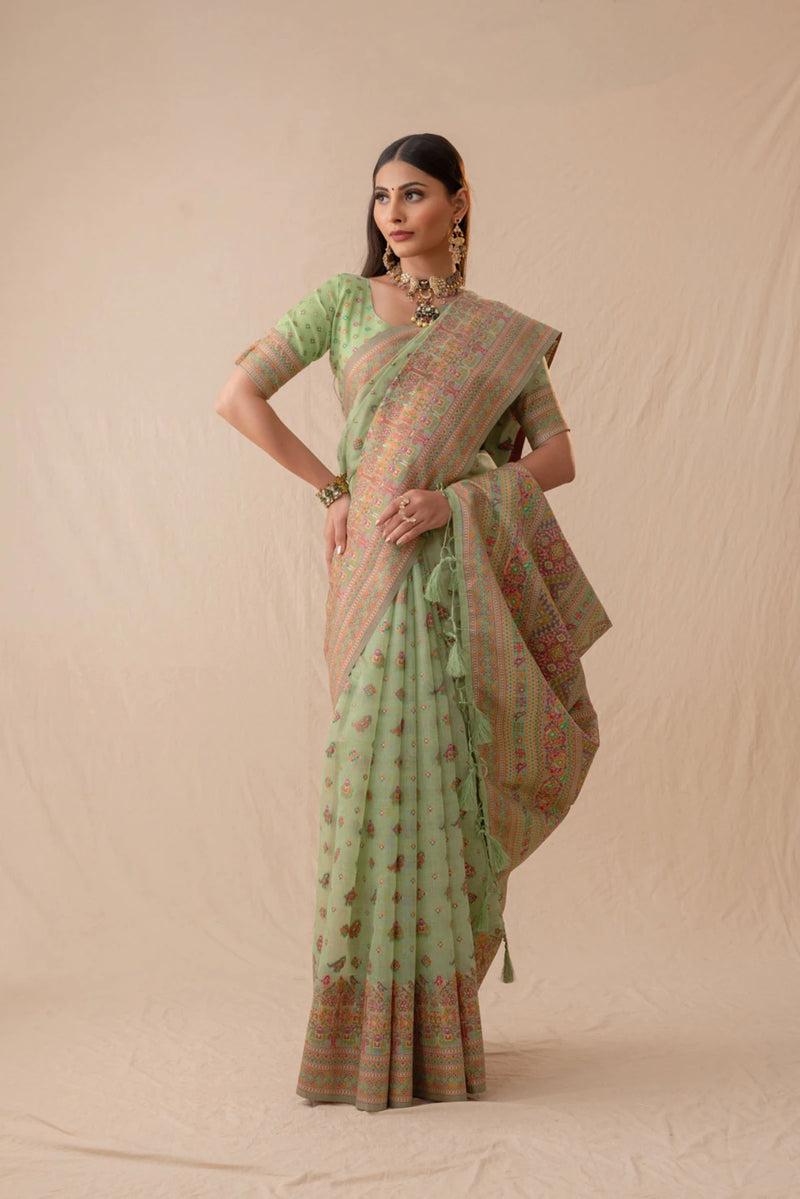 Neer Cotton Green Saree