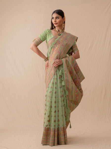 Neer Cotton Green Saree