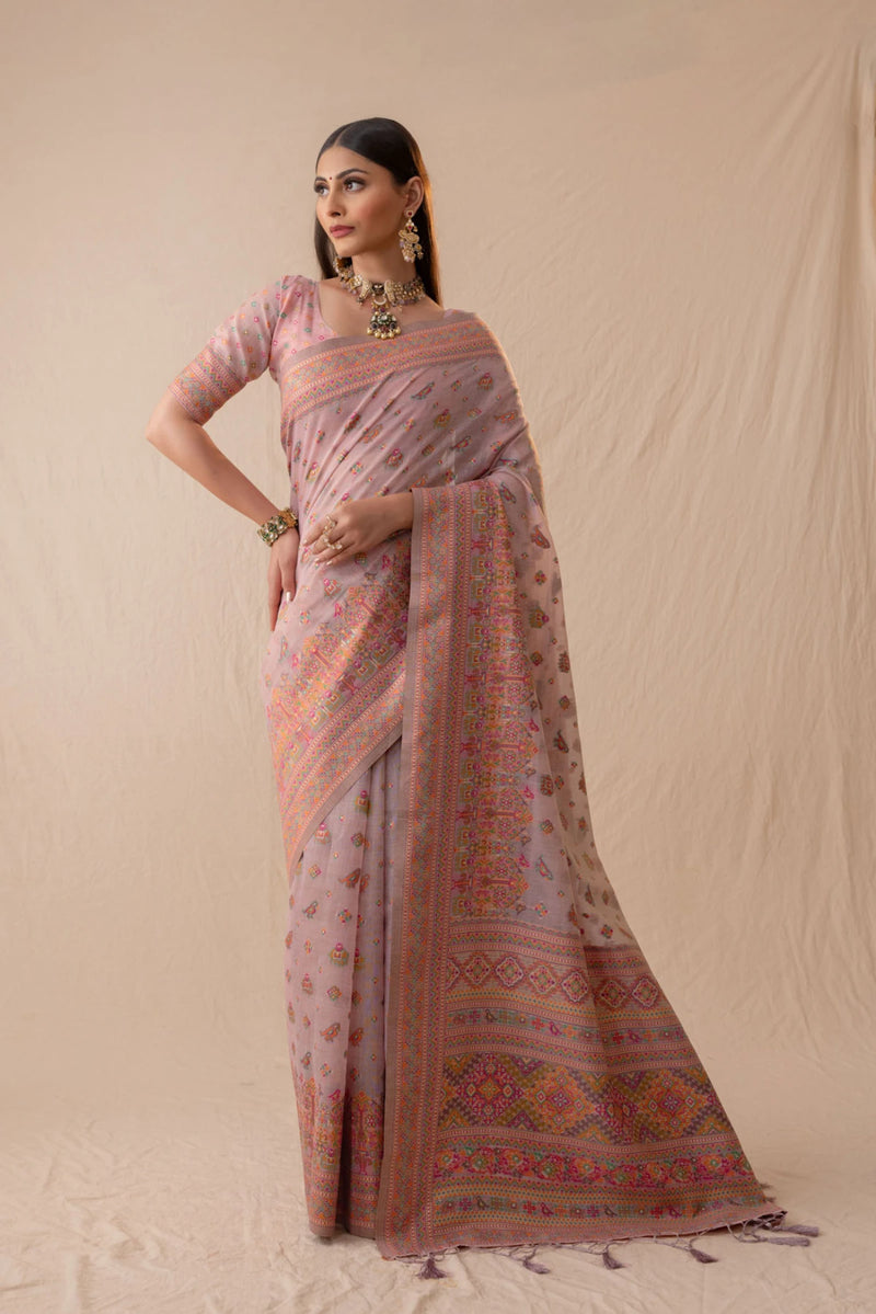 Neer Cotton Purple Saree