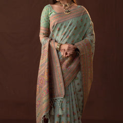 Neer Cotton Blue Saree