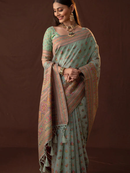 Neer Cotton Blue Saree