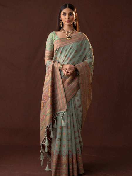 Neer Cotton Blue Saree