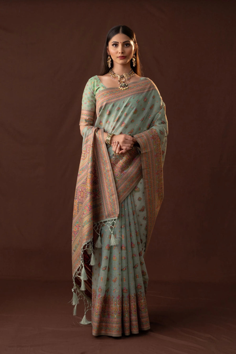 Neer Cotton Blue Saree