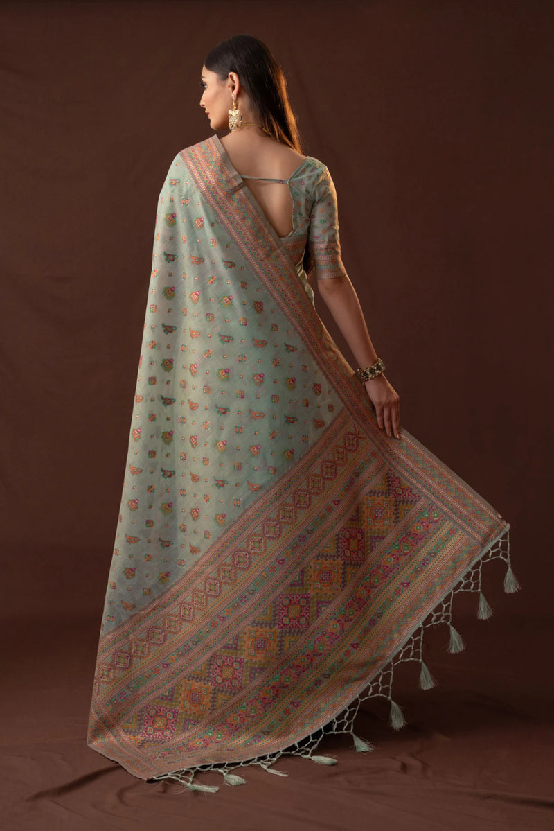 Neer Cotton Blue Saree