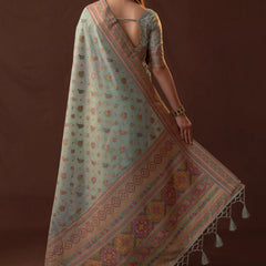 Neer Cotton Blue Saree