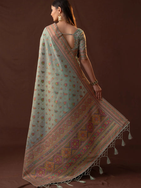 Neer Cotton Blue Saree