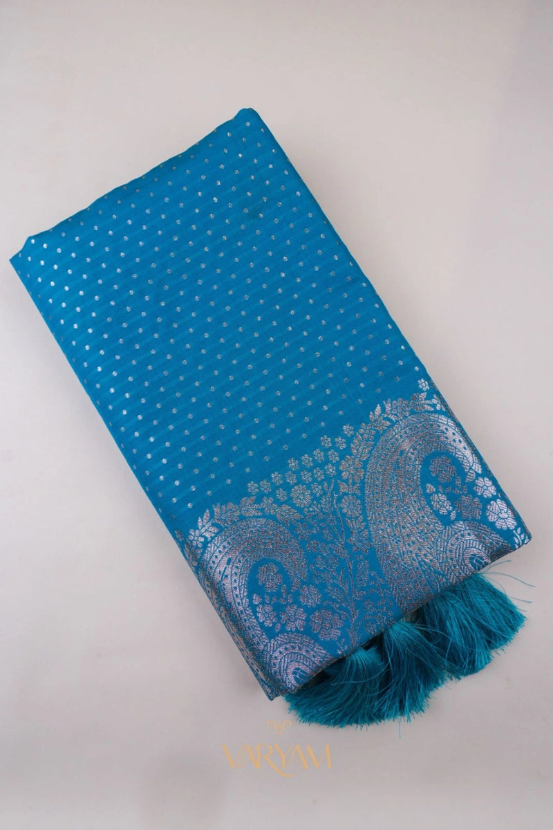 Zari Banarsi Silk Blue Saree