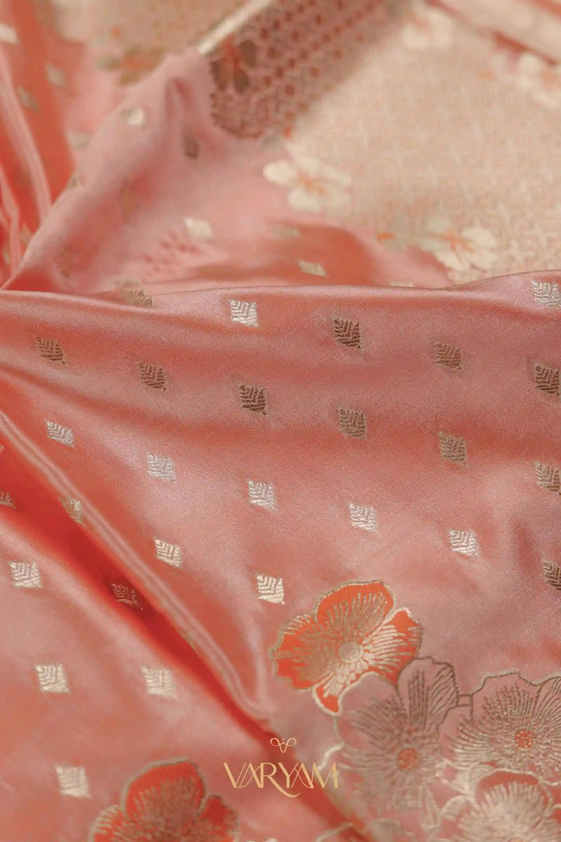 Makhmali Satin Woven Orange Saree