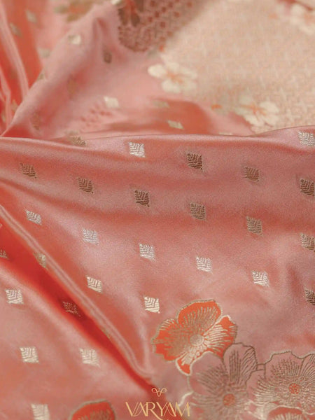Makhmali Satin Woven Orange Saree