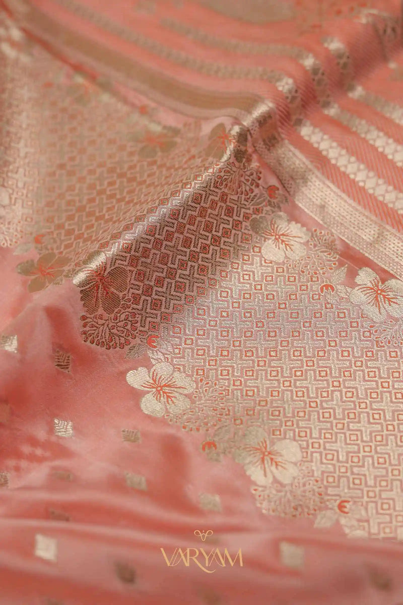 Makhmali Satin Woven Orange Saree